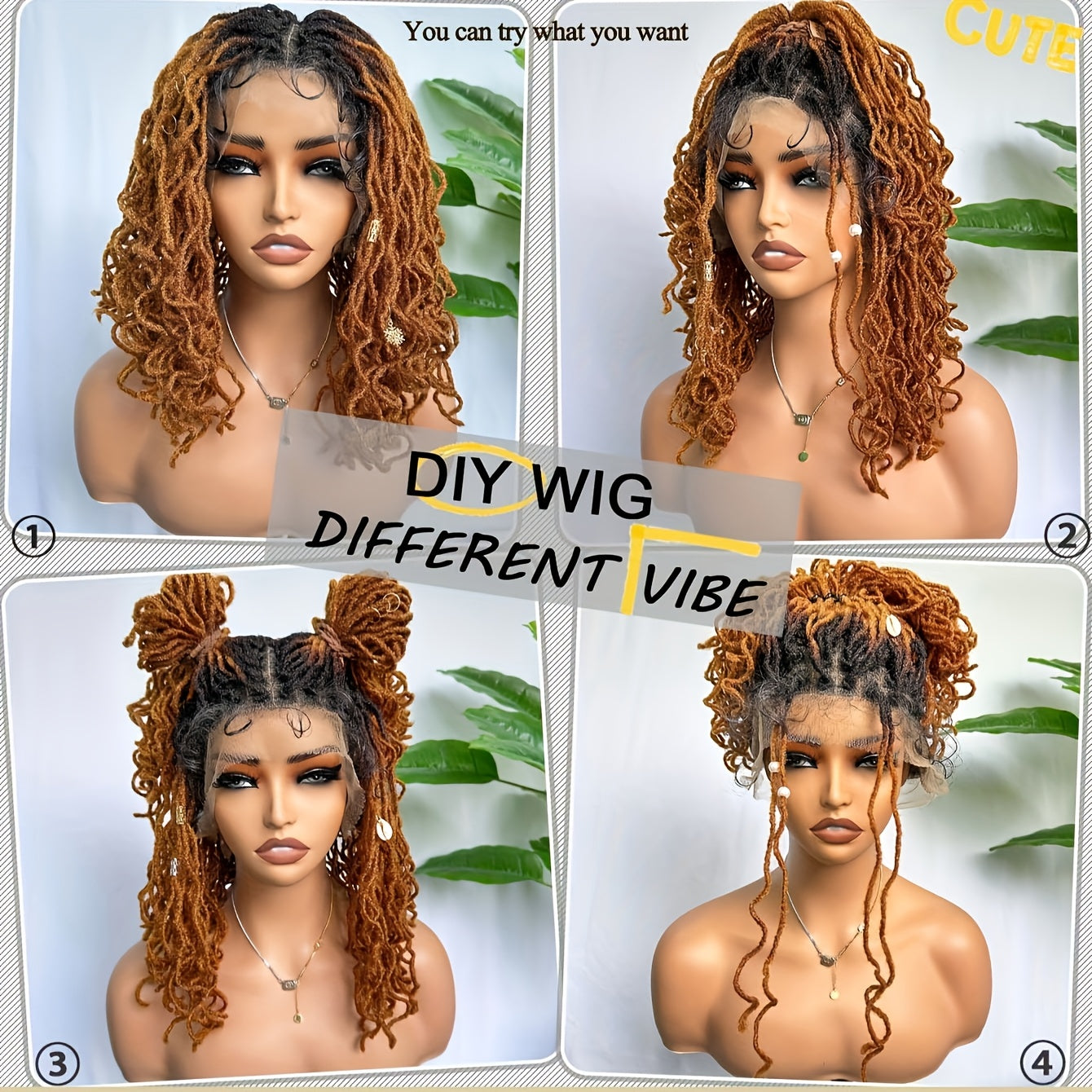 Short Curly Faux Locs Full Lace Wig Double Lace Wig 14 Inch Natural Black Double Lace Large Parting Space Twist Dreadlock Wigs For Balck Women Afro Curly Braided Synthetic Wig (Blonde 1B30) Latest Style