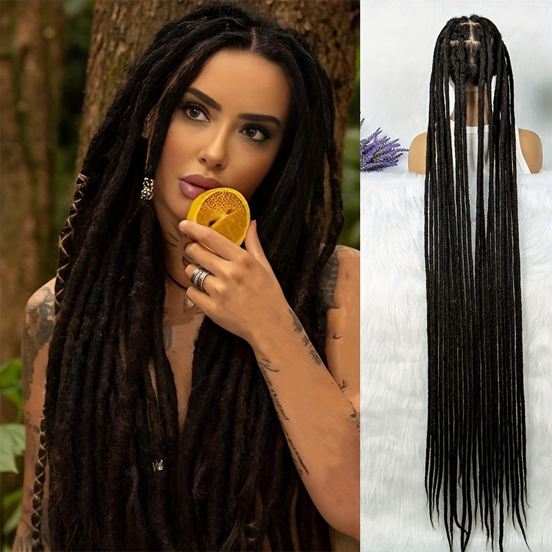 60 Inch Full Lace Wig Dreadlock Wig For Lace Front Long Dreads Wig Made Of Single Ended Dreadlock Extensions Faux Locs Braided Wigs For Daily Party Use